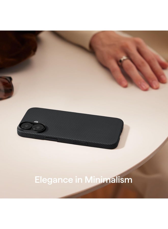 PITAKA حافظة بيتاكا لهاتف آيفون 17 مقاس 6.3" مع زر التحكم في الكاميرا، متوافقة مع ماج سيف، حافظة فائقة النحافة مع شعور بدون حافظة، مصنوعة من ألياف الأراميد 600D، باللون الأسود/الرمادي (تويل) - Image 4